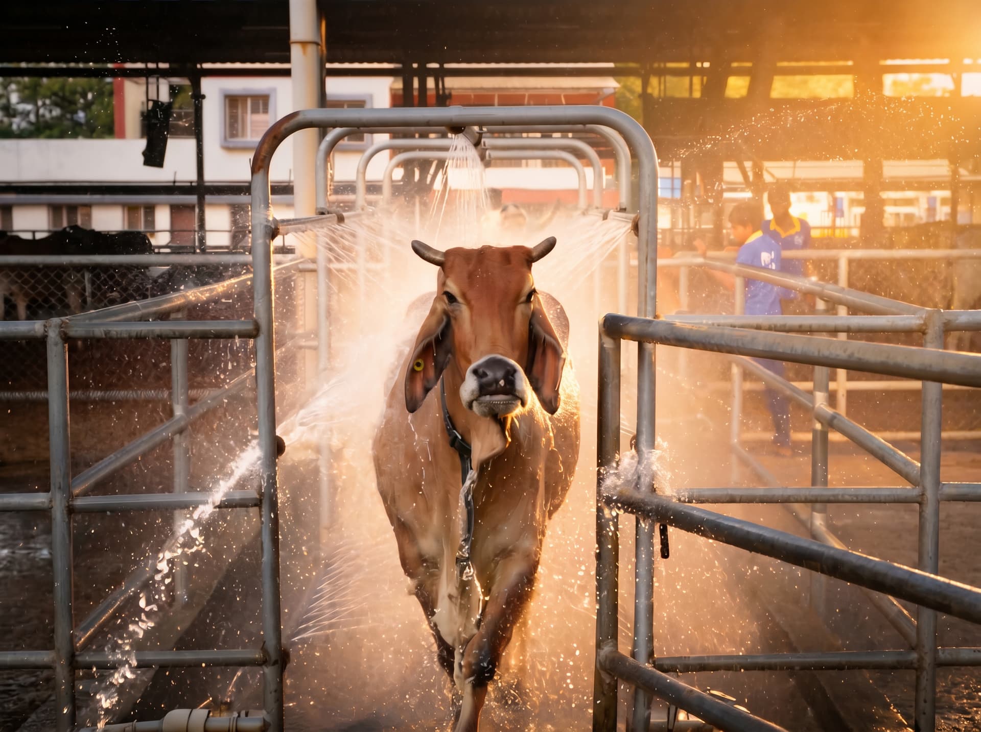 Gir cow being cared for at Mittal Dairy Farm